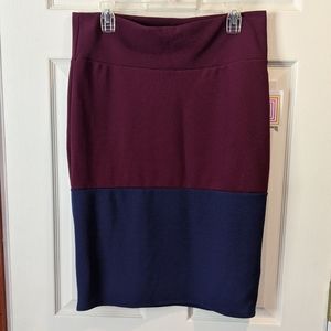 LuLaRoe Skirt maroon and Navy blue